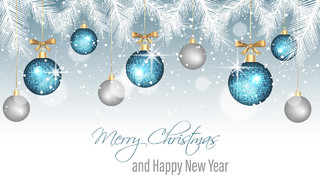 圣诞白色树叶铃铛英文字母圣诞节海报背景